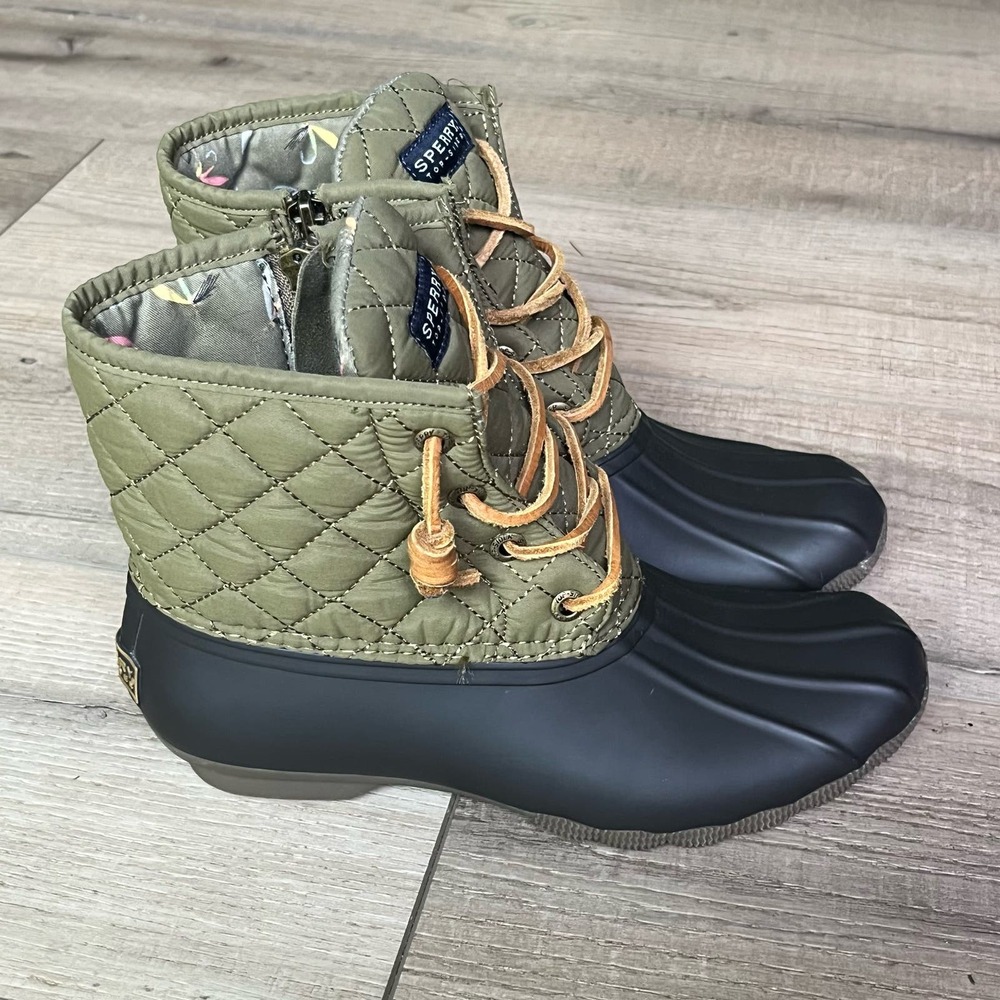 Size 5 Sperry Top-Sider Salt Water Rubber Boot Waterproof Brown/Olive STS93692